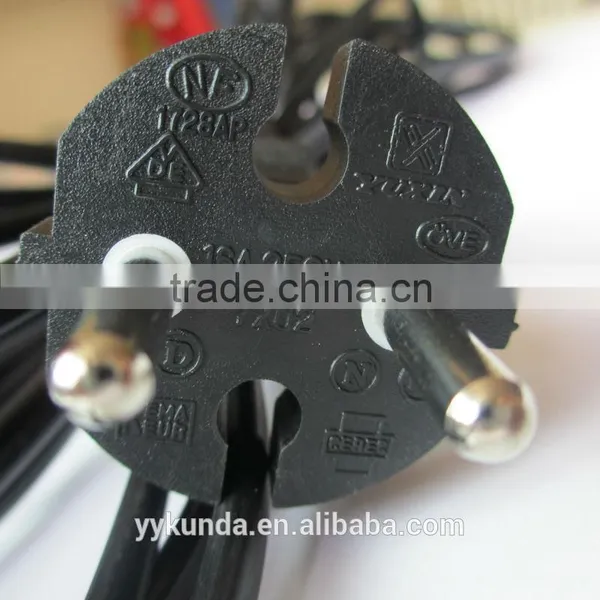 VDE Approval 250v 16a 2 Pin Europe ac Power Extension Cord Plug