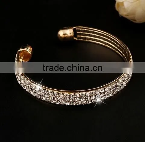 Fashion Women Girl Crystal Rhinestone Charm Bracelet Open Cuff Bangle photo-3