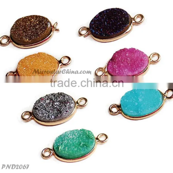 Wholesale Natural Drusy Stone Jewelry Titanium Drusy Connector photo-6