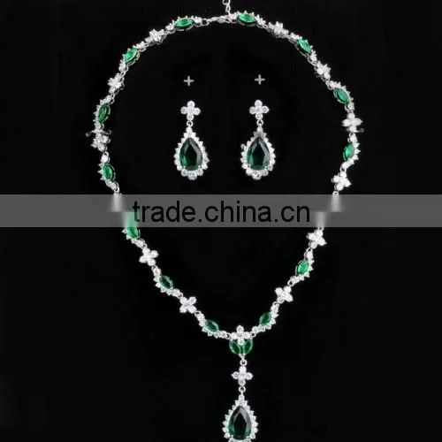 Top Design CZ Jewelry Blue Sapphire Necklace Sets 2015 Wholesale Wedding Bride Jewelry photo-2
