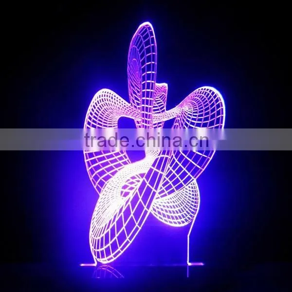 3D Optical Illusion Dance Night Lamp Night Light 10 Colorful LEDs Ultra-thin Acrylic Light Panel AA Battery or DC 5V photo-2