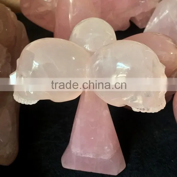 Natural Various Shaped Crystal Skull Rose Quartz Ornaments photo-6