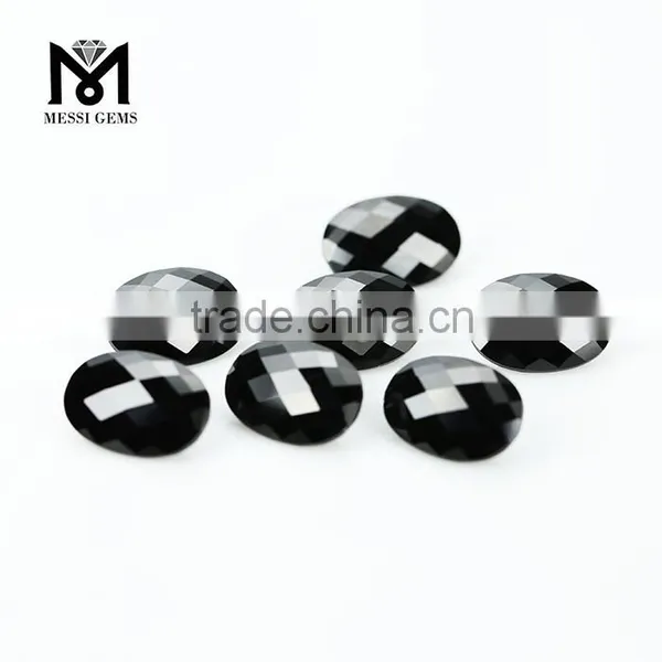 Synthetic 10x14MM Oval Loose Cheap Faceted Black Spinel Gemstone photo-3