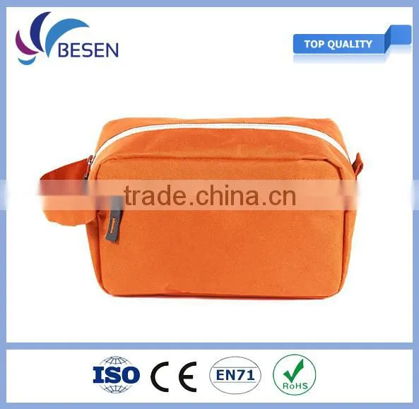 Orange Polyester Travelling Toiletry Bag With Handle for Men