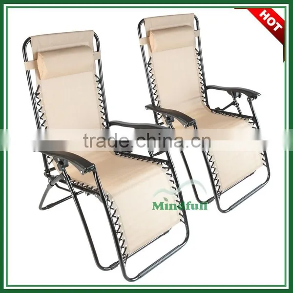 Beige Zero Gravity Sun Lounge Chair Outdoor Adjustable Lounge Chair photo-3