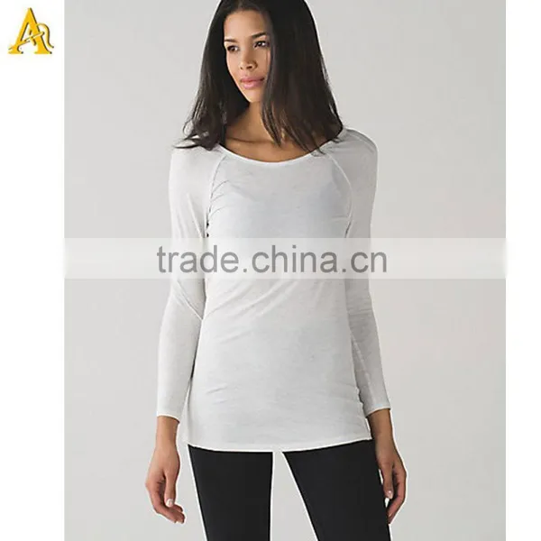 100% Cotton Girls Cool t Shirt Women Plain Long Sleeve o Neck t Shirt photo-2