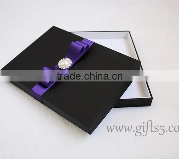 Handmade Black Wedding Invitation Packaging Boxes photo-5