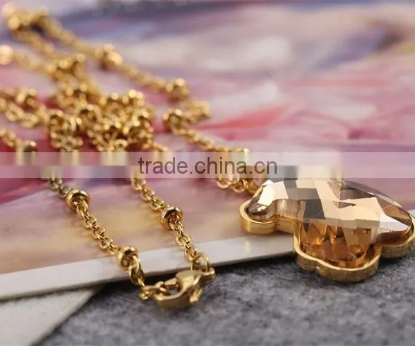 Champagne !Charming ! Fashion Design ! Latest Gold Chain Big Stone Bear Necklace photo-3
