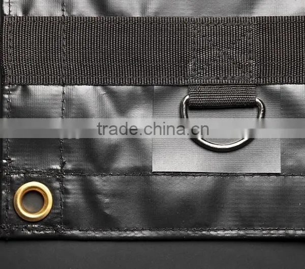 18 oz Black Pvc Machine Tarps With D-rings 27' x 16' photo-3