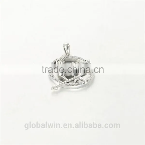 Hot Selling Solid Silver Bird Arrow Clear CZ Pendant For Gay Men Necklace photo-2