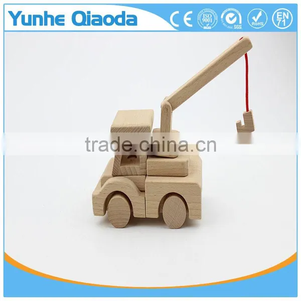 Wood 3D Vehicle Puzzles Mini Crane Car 3D Woodcraft Kit Assemble Paint DIY 3D Puzzle Toys for Kids Adults the Best Birthday Gift photo-2