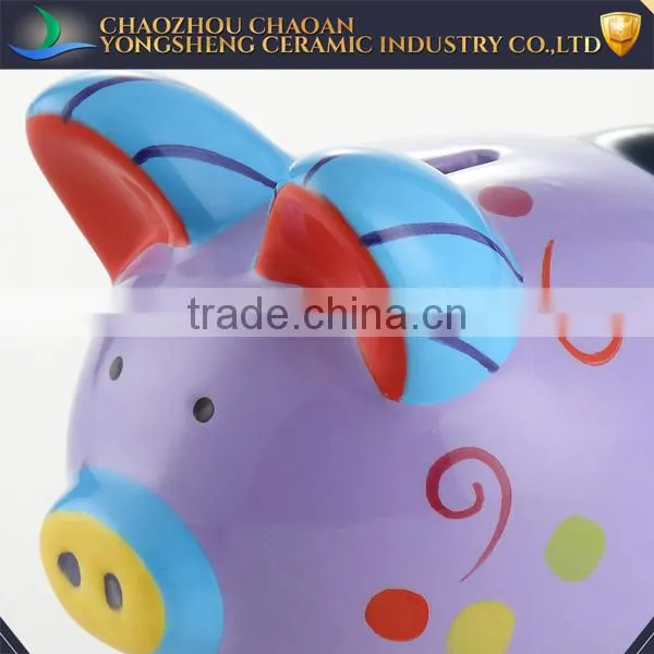 YScb0001-10 Original Design Hand Painted Lovely Ceramic Coin Bank With Silicone Stopper photo-2