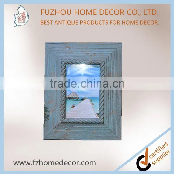 Promotional Shabby Chic Wood Printing Photo Frame With Blue Colour for Home Decoration photo-2