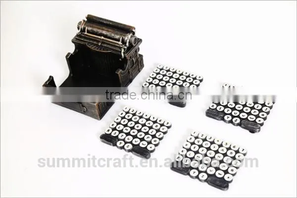 Resin Vintage Typewriter Shape Drink Coasters Holder Set photo-5