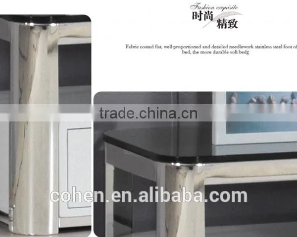 E2195 Royal Luxury Stoving Varnish Stainless Steel Tv-stand/cabinet/unit Design With Thick Marble Top photo-3