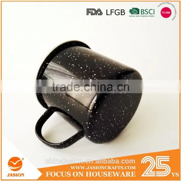 500ml Carbon Steel With Black Dots Coated White Enamel Cup Marble Metal Coffee Mug photo-2