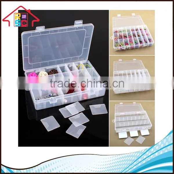 NBRSC 24 Compartment Adjustable Clear Plastic Storage Box Jewelry Tool Container photo-3