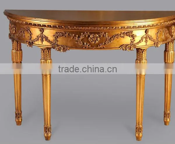 Antique Gold Reproduction Console Table With Mirror photo-2