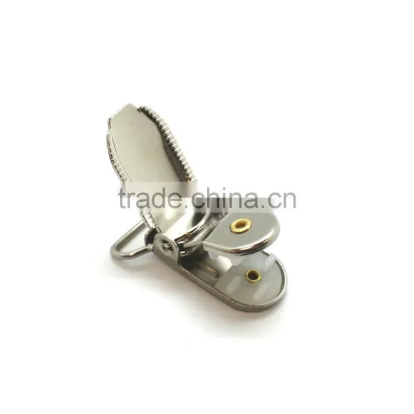 Nickel Plate High Quality Stamping Steel Metal Suspender Clip With Plastic Teeth Inside for Garment, Cloth Clip photo-2