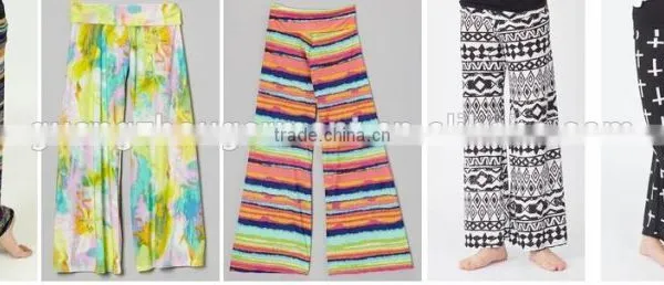 Plus Size Adult/child Wide Legs Yoga Long Pants, Wholesale Kids Palazzo Pants , Unique Print Palazzo Pants photo-2