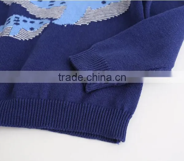 Hot Knitted Patchwork Whale Pattern Round Collar Children Sweater of High Quality photo-5