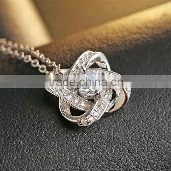 2017 New Fashion Hollow Flower CZ Pendant Necklace Jewelry Eternal Lucky Star Necklace photo-3