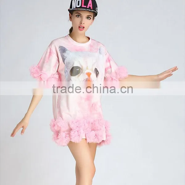 Kitten Printed Dress Chiffon Dress Sublimation Print Dress photo-2