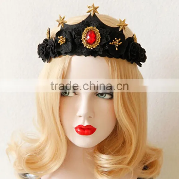 Queen Style Hair Bands for Women Elastic Crown Hair Accessories Girls Lace Wedding Hair Hoop photo-2