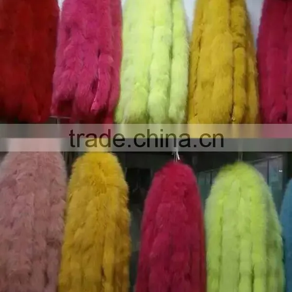 BBG-H-25 Dye Color Large Fox Fur Tail Collar /real Fur Trim for Winter Coat/Parka photo-5