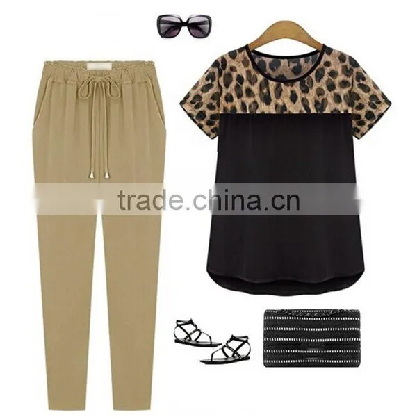 Classic Black and White Summer Women Chiffon Leopard Stitching Clothing Plus Size,chiffon Fabric,t Shirt Women Wear photo-4