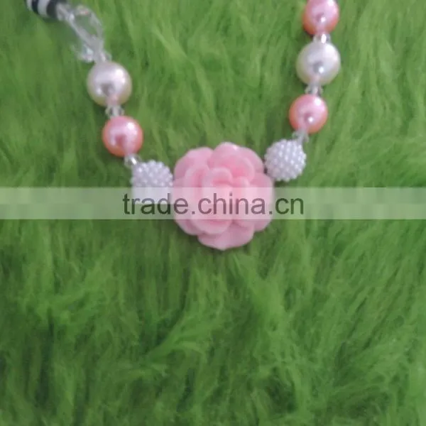 Children Plastic Necklace Girl Party Pearl Necklace With Rose photo-4