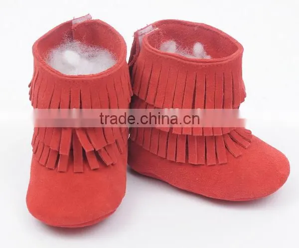 Fringed Genuine Leather Suede Baby Boots photo-5