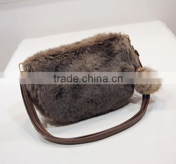 2016 New Fashion Women Handbag Brand Designer Hand Bag Faux Rabbit Fur Bags photo-5