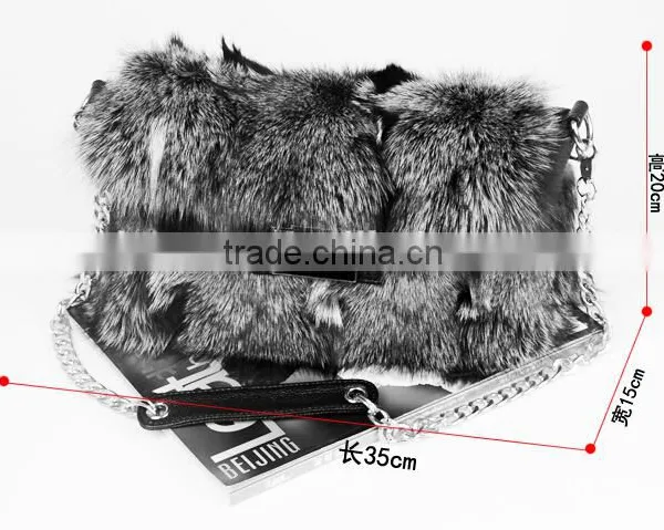 Fox Fur Dual-use Bags Handbags Fashion With Leather Trim photo-6