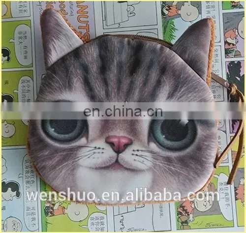 Fashion Cute Cat Face Round Coin Wallets photo-2