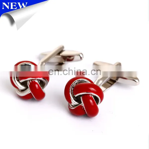 Red Color Men's Cufflink Fashion Hardware Jewelry Make Metal Knot Cufflinks Wholesale Cufflink Jewelry