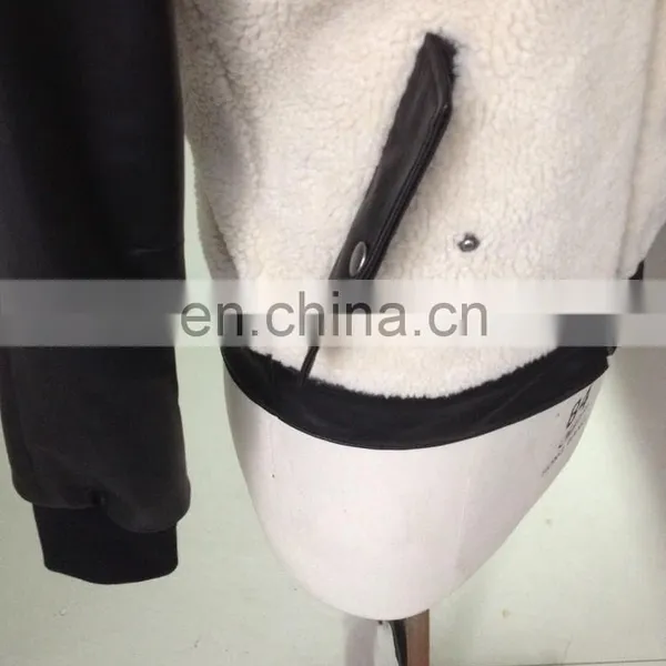 Ladies 2015 Newstyle Fake Fur Jacket With Sheep Leather Sleeve photo-2
