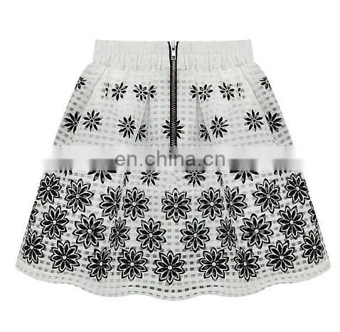 Fashion Design High Waist Pleast Floral Women Mini Skirt Wiht Metal Zipper photo-2