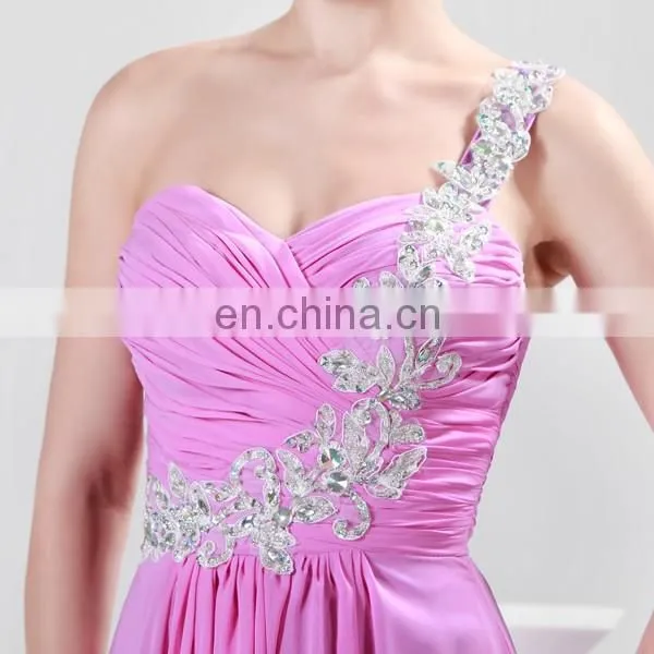 2015 Grace Karin Cheap Pink Long Evening Dresses One Shoulder Evening Gown CL4425 photo-5