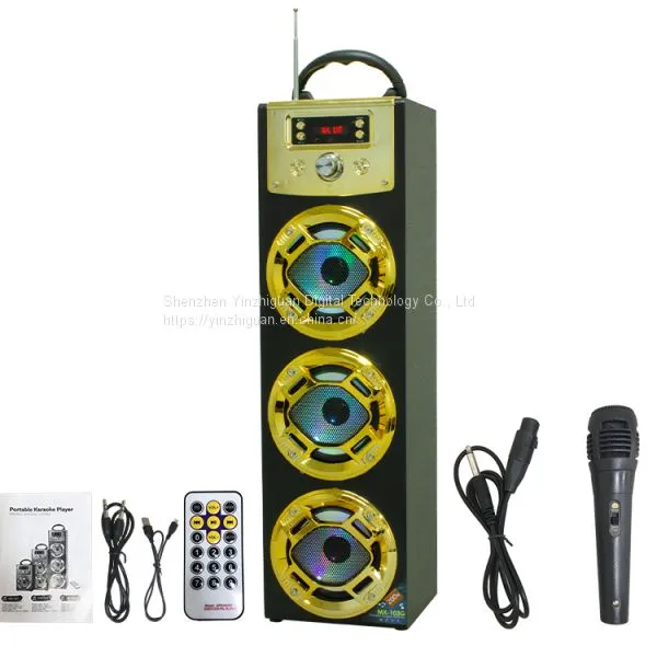 Portable Wooden Wireless Bluetooth Speaker Outdoors Microphone Karaoke Speaker