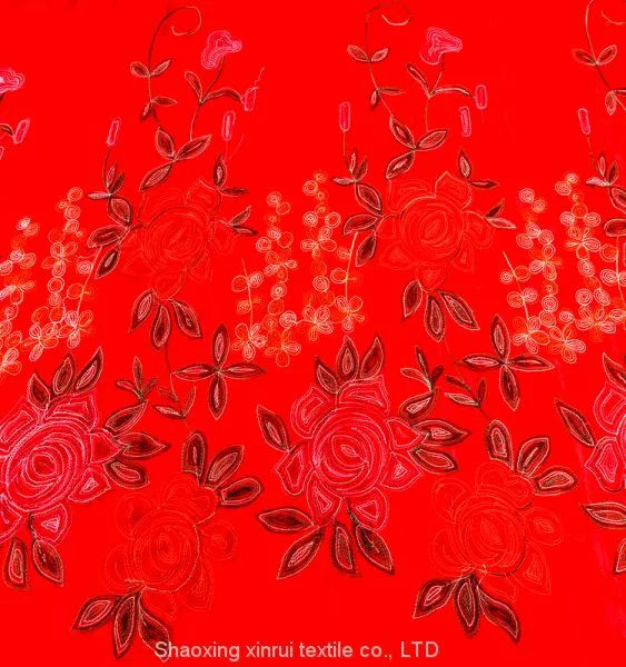 Korea Colourful Flat Embroidery Lace Fabric photo-3