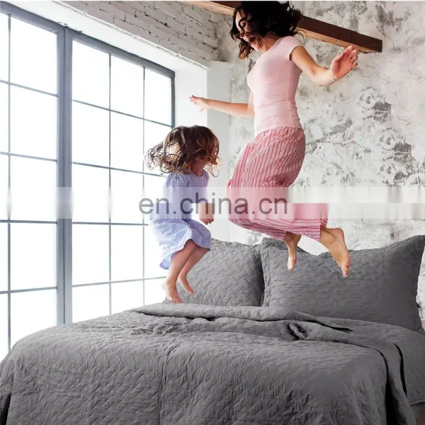 California Super King Queen Twin Size Grey Summer Reversible Bed Comforter Set Bedspread photo-2