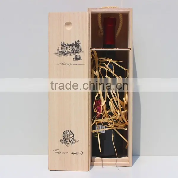 Silk Printing Logo Single Bottle Wooden Wine Box