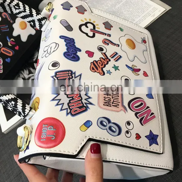 2020 Guangzhou Online Shoulder, Bag Special Customize Colorful Crossbody Bag Ladies Fashion Style Graffiti Handbag/ photo-3