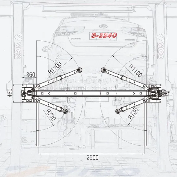 Economic Two 2 Post Hydraulic Car Lift Machine With Clear Floor One Side Electric Release For Sale #V-LZL-B-2240 photo-4