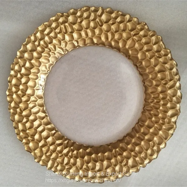 Wholesale Modern Clear Gold Dish Vintage Wedding Decoration Gold Rimmed Glass Charger Plates photo-2