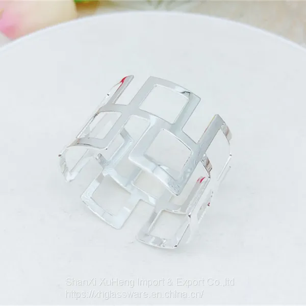 Wedding Party Holiday Banquet Christmas Dinner Delicate Serviette Buckles Hollow Out Design Gold Napkin Ring Holder photo-5