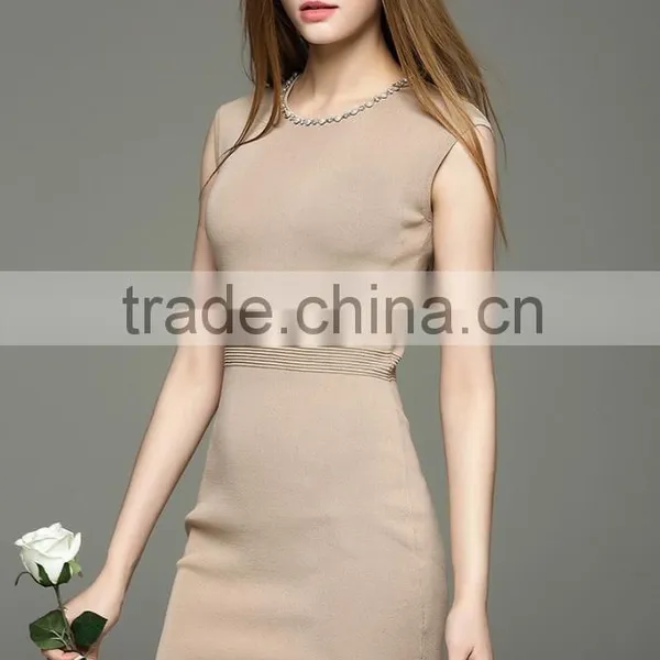 2016 New Arrival Knit Beaded Dress Slim Hip Hop Sleeveless Dress With Modern Beading Design photo-3