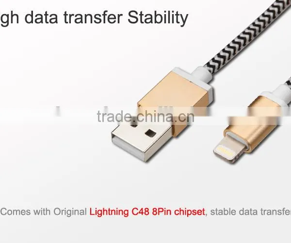 Attractive Mfi Usb Cables With Nylo Briaded and Metal Housing