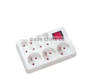 7way French Socket Power Strip Surge Protector With Switch